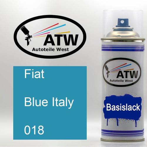 Fiat, Blue Italy, 018: 400ml Sprühdose, von ATW Autoteile West.
